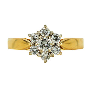 Diamond Cluster Ring with 18ct Yellow Gold Band
