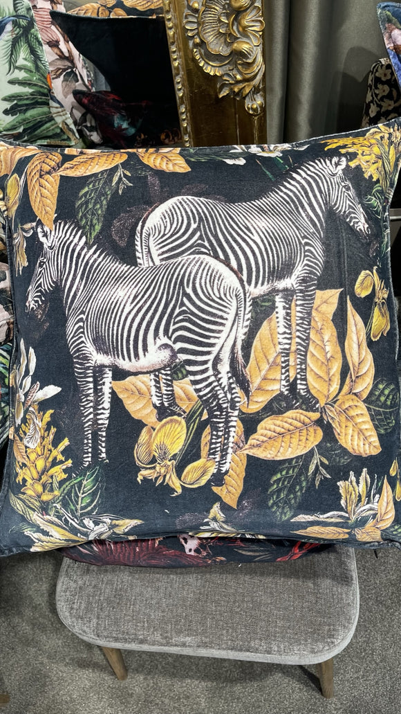 Jungle Print Velvet Cushion