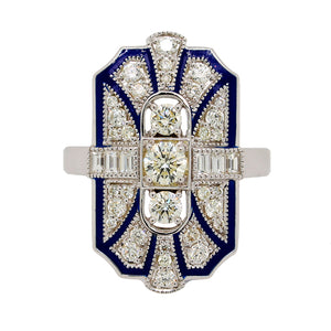 Diamond Enamel Art Deco Style Ring