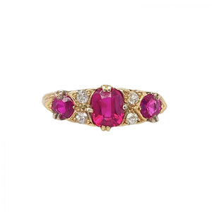 Vintage Synthetic Ruby Diamond  Ring
