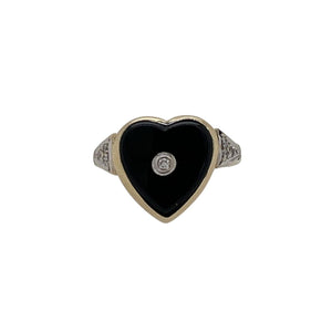 Onyx Diamond Heart Ring