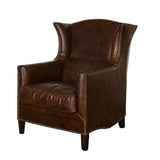 Leather Wing Armchair Black
