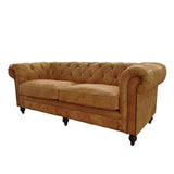 Buttoned Leather 3 Seater Sofa