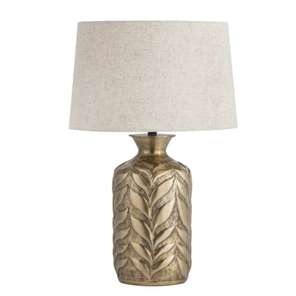 Metal Brass Table Lamp with Natural Linen Shade