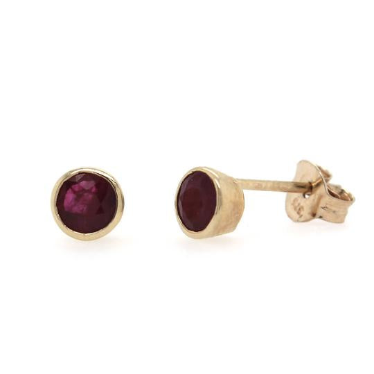 Round Ruby Rubover Studs