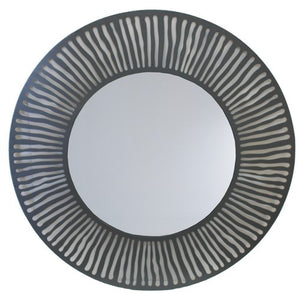 Charcoal Metal Round Mirror