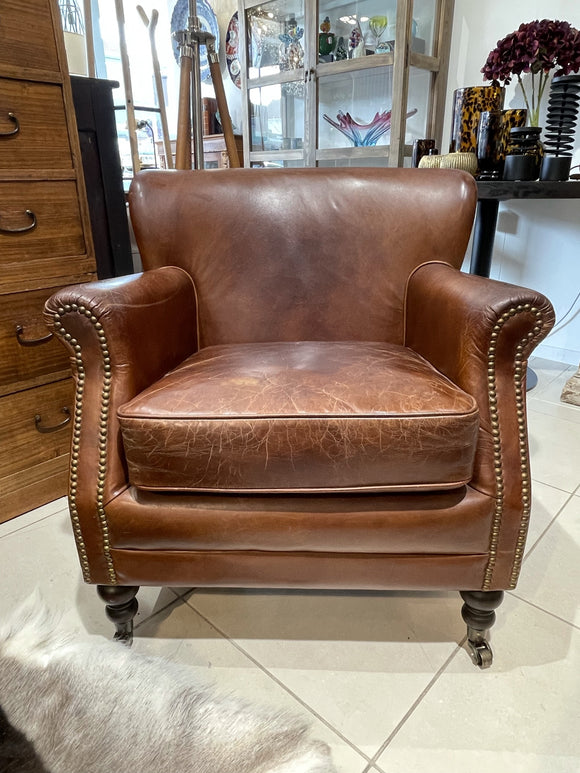 Leather Armchair in Vintage Cigar