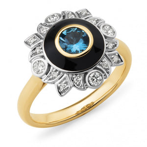Diamond Aquamarine Art Deco Style Ring
